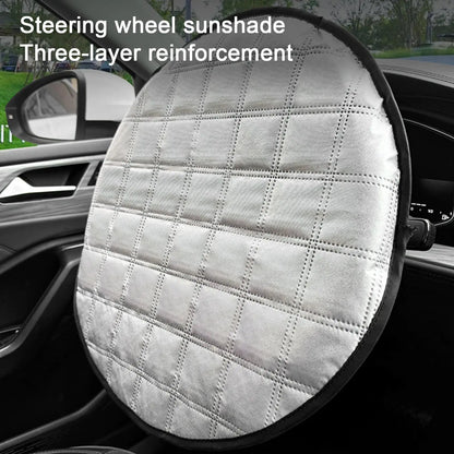Car Steering Wheel Sun Cover 43cm – Aluminum Foil Folding Heat & UV Insulation Shield for Summer Interior Protection