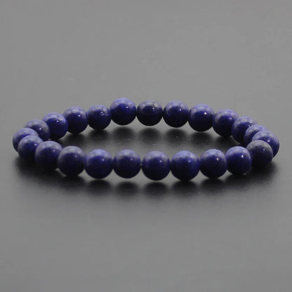 8mm Natural Stone Beaded Bracelet - Black Onyx Lava Tiger Eye Agate Quartz Chakra Yoga Energy Jewelry for Men & Women