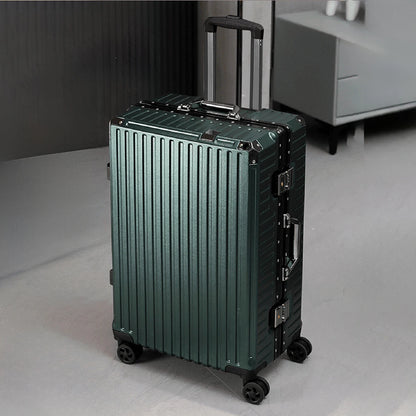 Aluminum Frame Rolling Luggage – 20/24/26/28 Inch Suitcase with USB Port, Combination Lock & Wheels