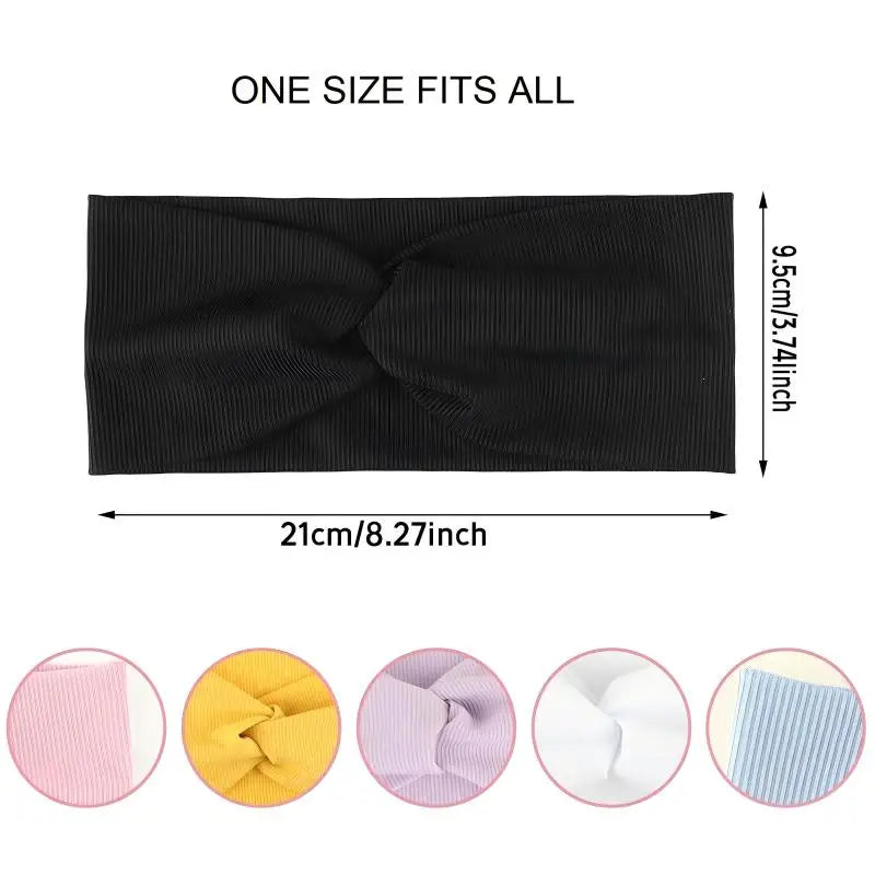 Silky Threaded Fabric Twist Headband – Elastic Yoga, Workout & Running Hair Bands for Women & Girls