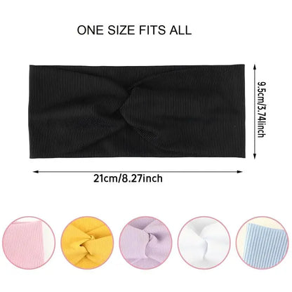 Silky Threaded Fabric Twist Headband – Elastic Yoga, Workout & Running Hair Bands for Women & Girls