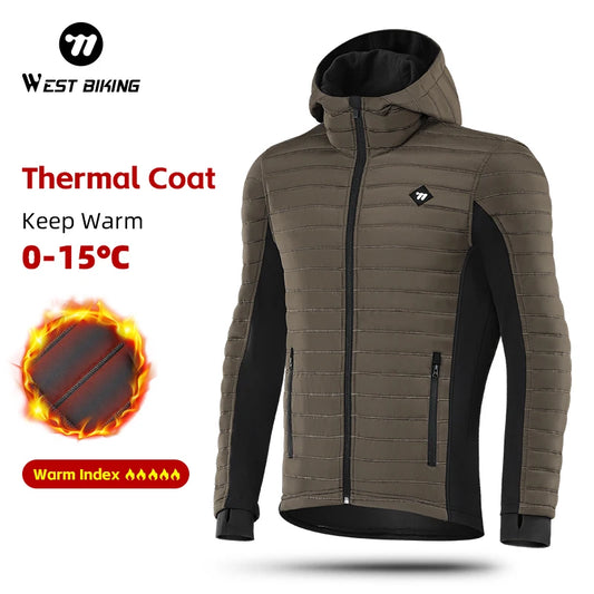 WEST BIKING Men's Winter Cycling Jacket - Thermal Fleece Windbreaker for MTB & Motorcycle, 0℃-15℃
