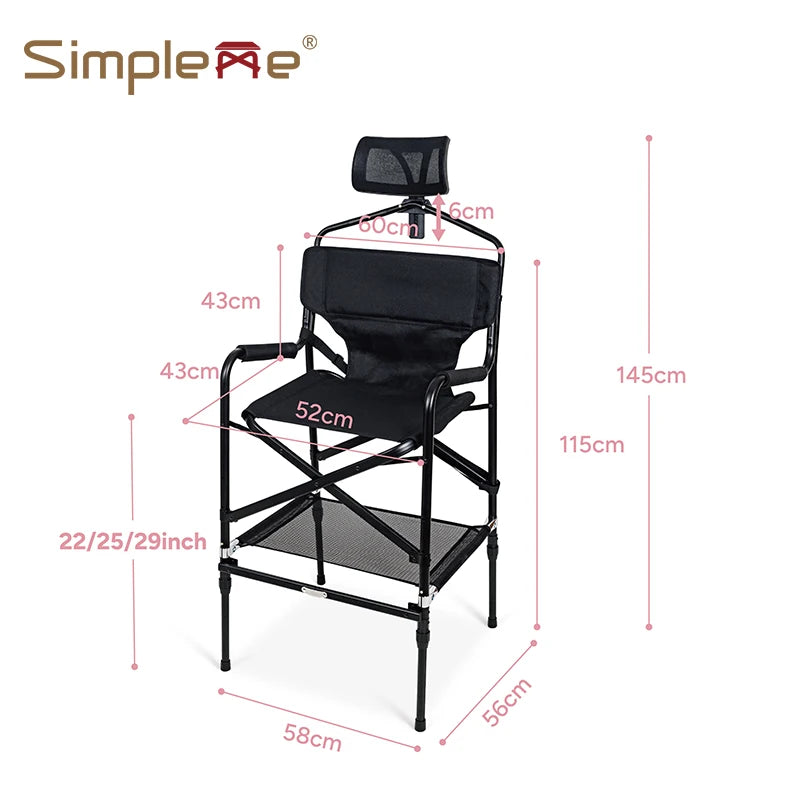 Simpleme Adjustable Makeup Artist Chair – Lightweight 4.5kg Swivel Salon Stool