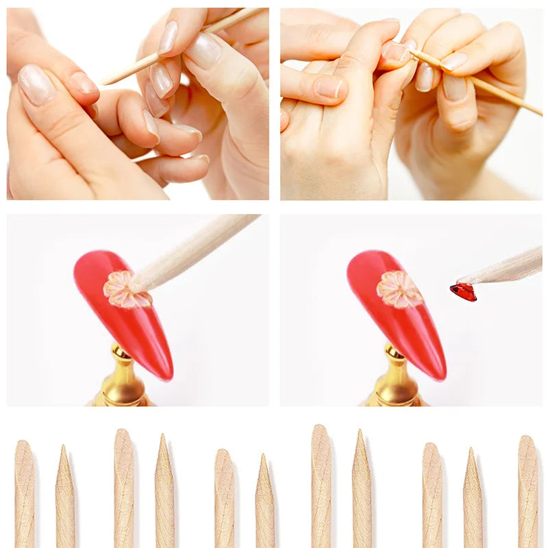 Lurayee Orange Wood Nail Cuticle Pusher – Manicure Tool for Nail Art, Gel Polish, and Nail Design