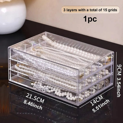 Transparent Necklace Storage Box – Jewelry Tray & Display Cabinet for Women’s Drawers