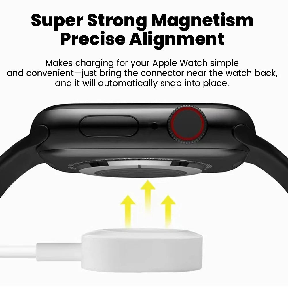 1M Magnetic Apple Watch Charger Cable - USB and Type-C Charging Cable for Apple Watch Series 2–11, SE and Ultra