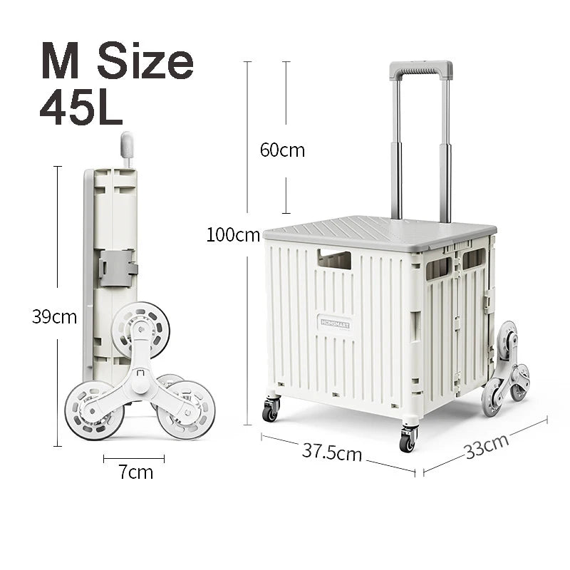 45/65L Folding Shopping Cart Trolley – Portable Home Cart with 2/4/8 Wheels
