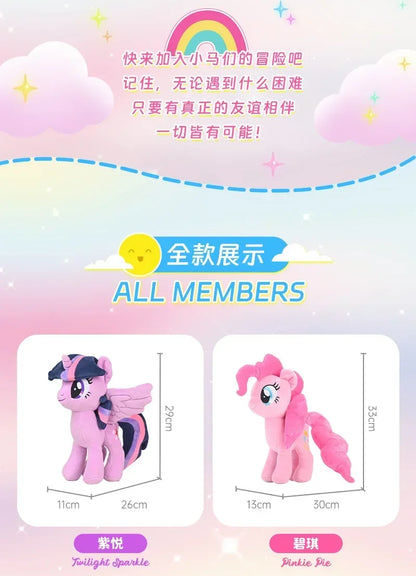 My Little Pony Plush Toys – Twilight Sparkle, Pinkie Pie, Rarity, Fluttershy, Applejack & Rainbow Dash Stuffed Dolls, Kids Xmas Gift