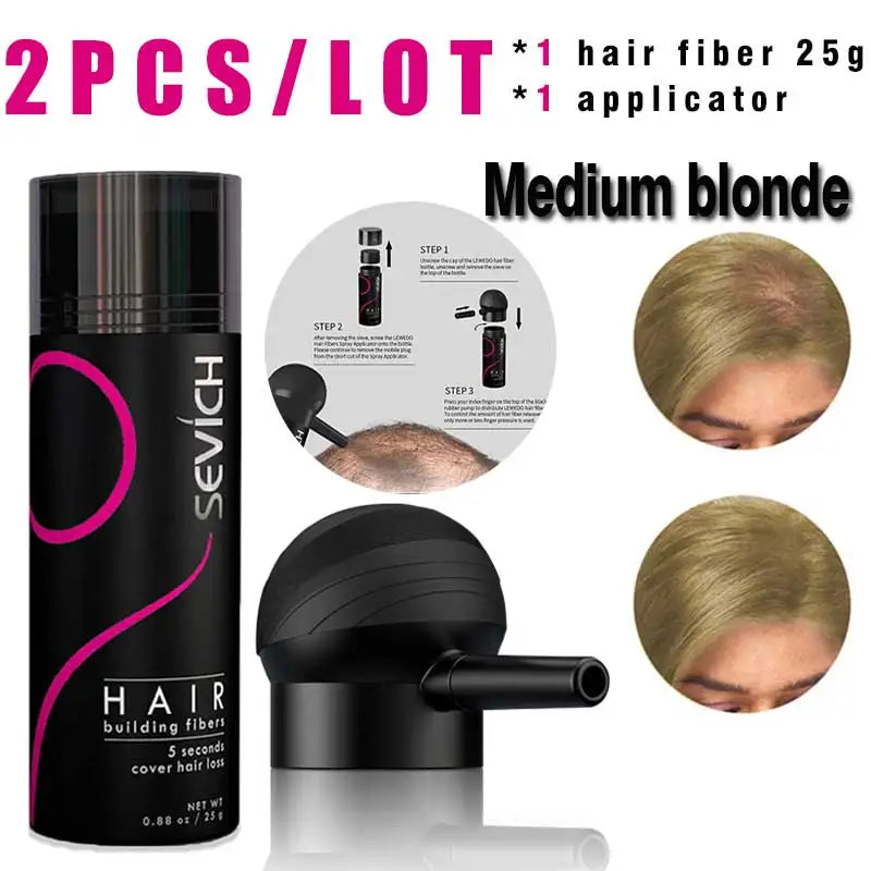 SEVICH Hair Building Fiber Set - Keratin Hair Fiber Powder with Applicator for Thinning Hair & Bald Spot Coverage