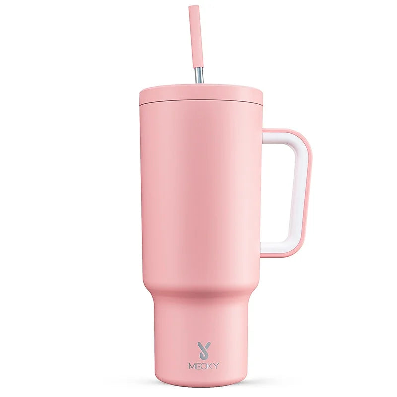 Meoky 40oz Mug Tumbler with Handle – Insulated Stainless Steel Tumbler with Lid & Straw, Coffee Thermos Cup, Heat Press Ready