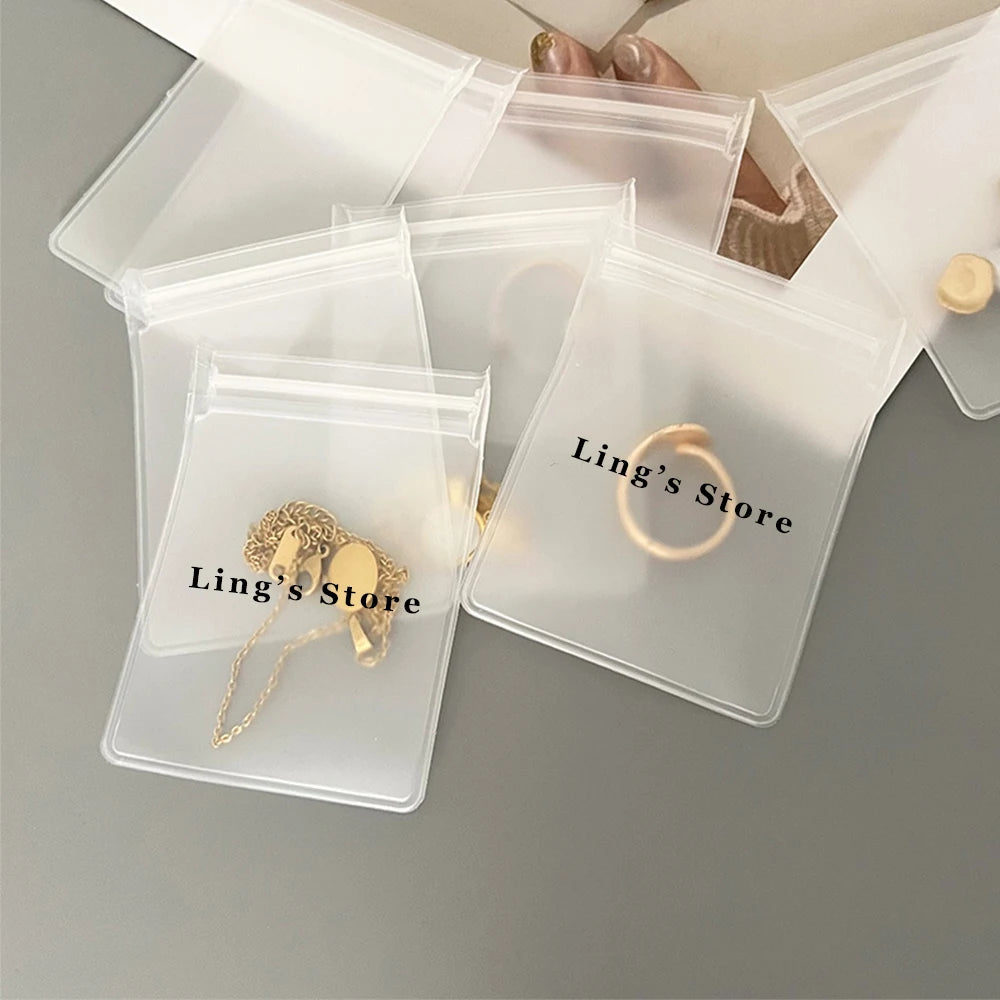 Personalized Transparent EVA Jewelry Zipper Bag – Frosted Plastic Storage Pouch for Ring, Earring, Necklace & Bracelet Packaging