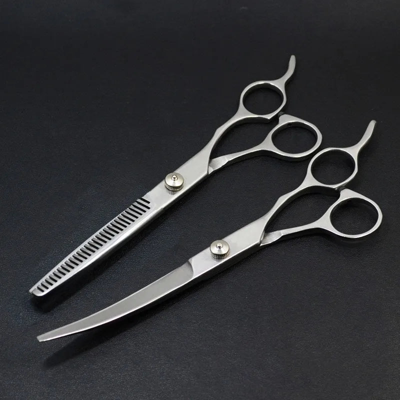 Pet Grooming Scissors Set – Professional Dog Hair Trimming Tools, Bent & Straight Scissors, Teddy Haircut Clippers