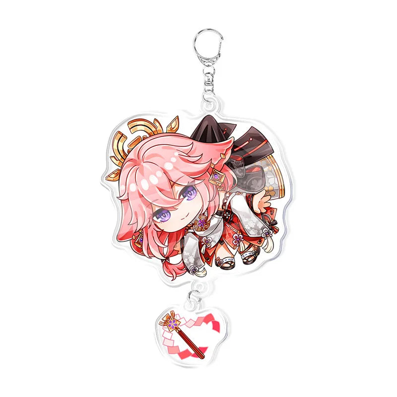 Genshin Impact Keychain – Acrylic Figure & Metal Holder Key Ring for Kids, Girls & Men