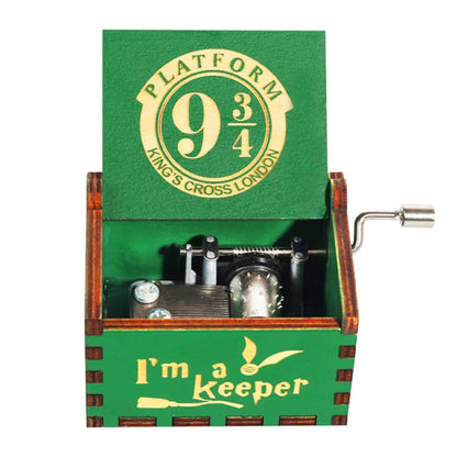 Hand-Cranked Wooden Music Box - Vintage Carved Musical Keepsake for Christmas, Birthdays, and Special Gifts