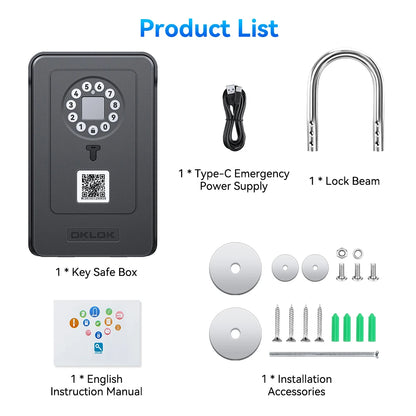 Camluxy Smart Key Box with Fingerprint & Digital Password – Secure Lockbox with IC Card and Combination Code Unlock