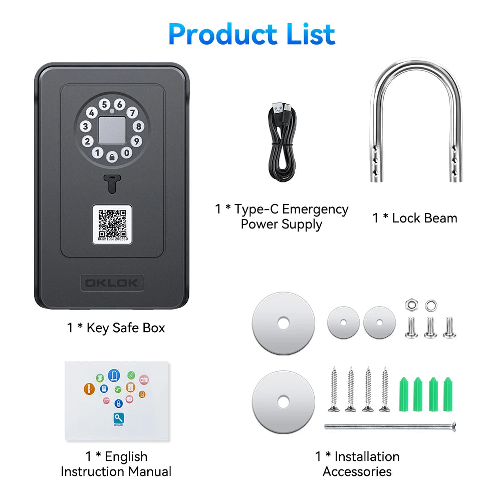 Camluxy Smart Key Box with Fingerprint & Digital Code Lock - Secure Storage with IC Card & Combination Unlock