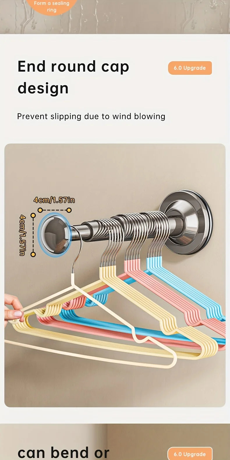 1/2pcs Hanger Storage Rack – No-Drill Suction Cup, Retractable & Adjustable Space-Saver for Home & Office