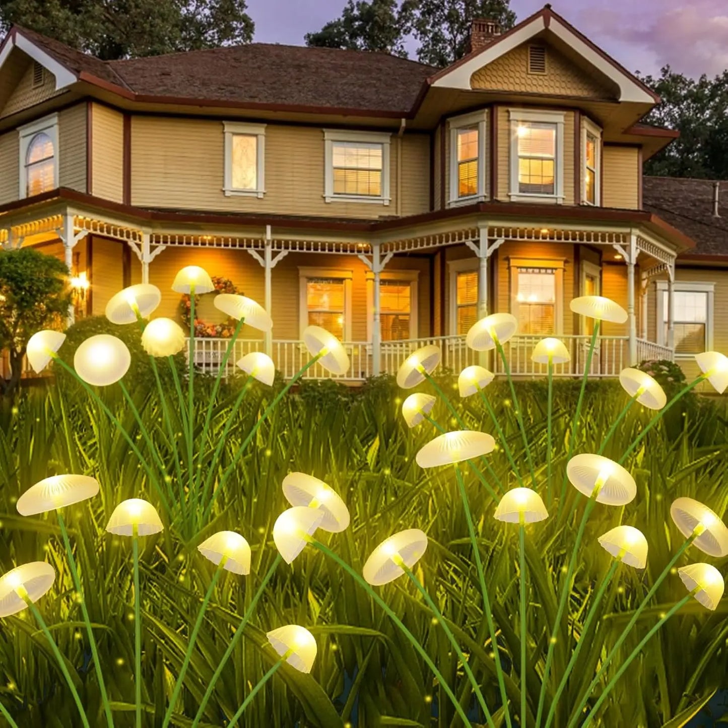 Solar Garden Mushroom Lights - Dual Mode LED Waterproof Solar Pathway Lights for Yard Patio Garden Decor & Ambiance