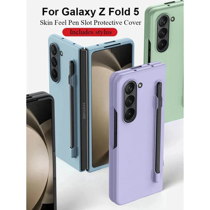 Skin Feel Slim Case for Samsung Galaxy Z Fold 6/5/4/3 – Hard Plastic Shockproof Cover with Stylus Pen Slot Holder