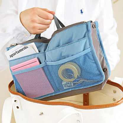 Multifunctional Bi-Fold Storage Bag - Double Zipper Large Capacity Makeup Toiletries Organizer for Easy Storage Arrangement