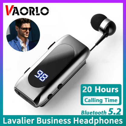 K65 K55 Lavalier Bluetooth 5.2 Headphones - 20 Hours Talk/Music Time, Noise Cancelling, LED Digital Display Wireless Headset