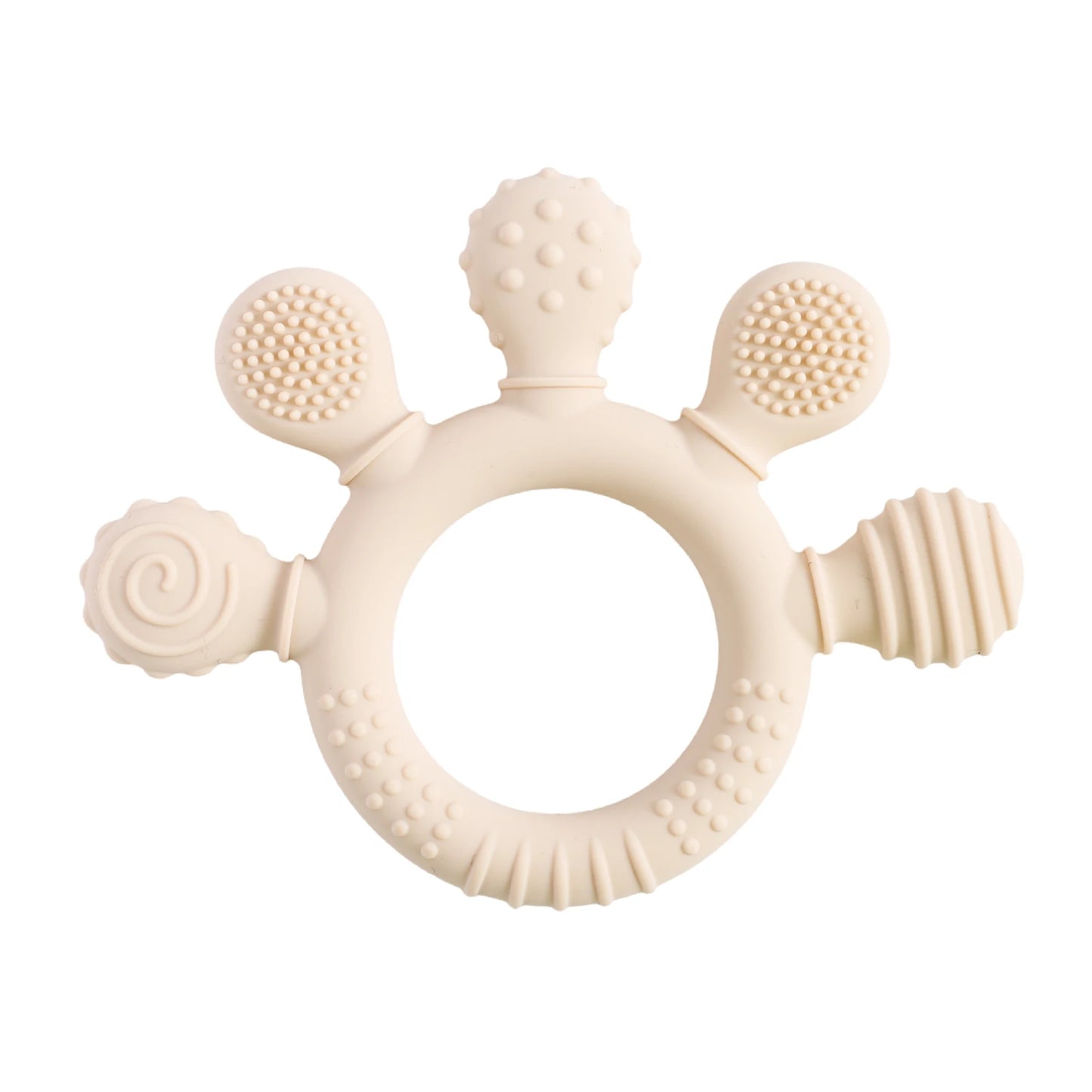 Baby Silicone Teether Toy - Cartoon Rattle Gum Relief Infant Teething Accessory for 0-12 Months