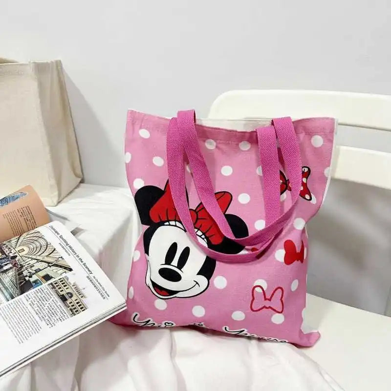 Lightweight Disney Mickey & Minnie Canvas Tote Bag – Large Capacity Durable Shoulder Bag for School, Work & Everyday Use