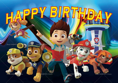 Paw Patrol Birthday Party Backdrop – Kids Party Decorations, Photography Background & Baby Shower Banner