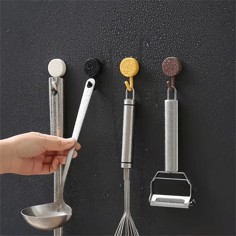 10PCS Self-Adhesive Wall Hooks – Strong No-Drill Hangers for Coats, Bags, Towels & Kitchen, Home Storage Accessories