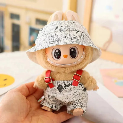 Ropa Labubu Clothes Set for 15/17cm V1/V2 Plush Dolls – Hooded Sweatshirt & Pants | Doll Outfit Accessories & Kid Toy Gift