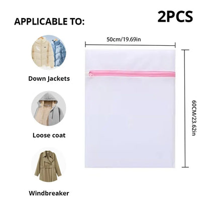 2Pcs/7Pcs Transparent Fine Mesh Laundry Bags – 6 Sizes Reusable Zippered Wash Bags for Machine Protection