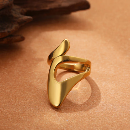 Vintage Stainless Steel Chunky Ring – Punk Irregular Adjustable Open Ring for Women, Wedding Jewelry Gift