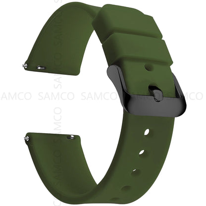 Silicone Quick Release Watch Bands 14–24mm for Samsung Galaxy, Garmin & Huawei - Soft Rubber Replacement Watch Straps