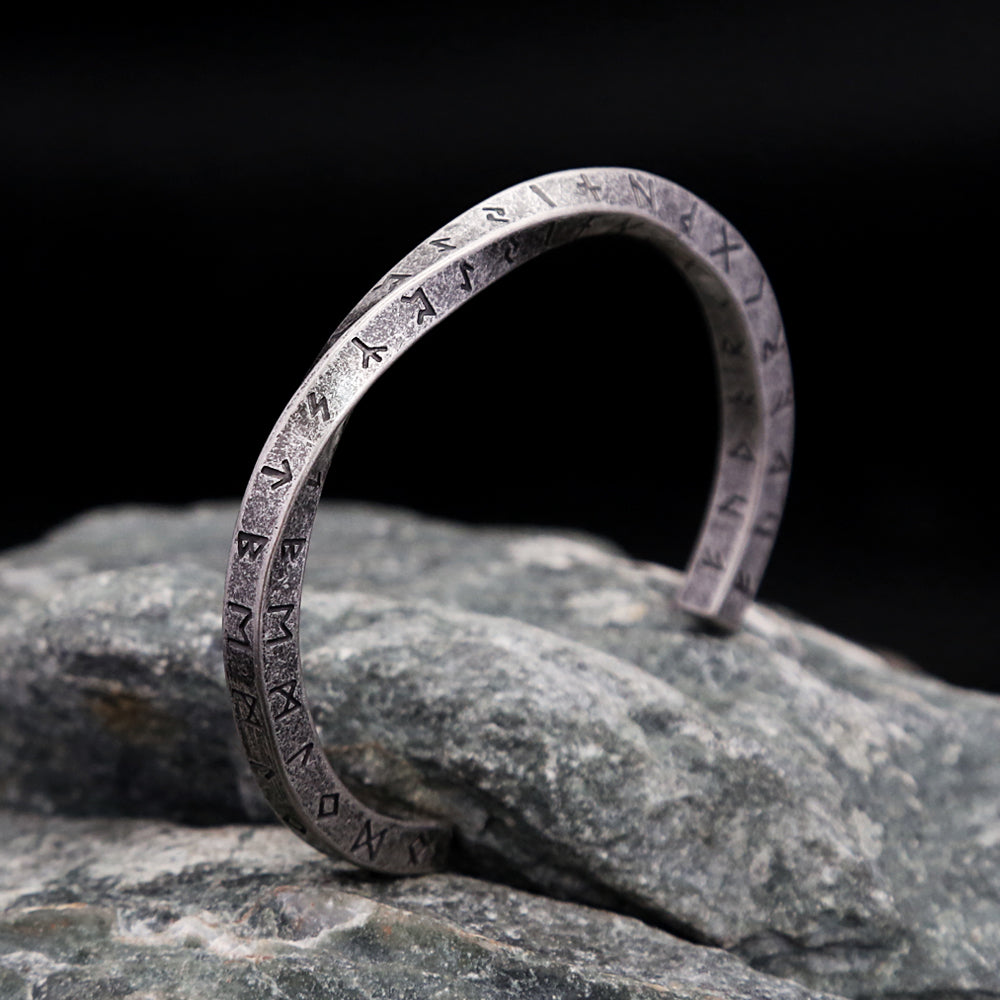 New Vintage 316L Stainless Steel Mobius Bangle - Fashion Nordic Vikings Letter Bracelet for Men, Party Jewelry Gifts