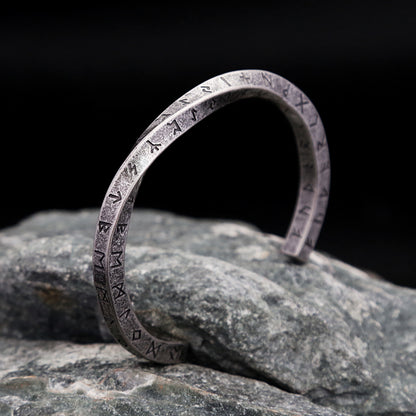 New Vintage 316L Stainless Steel Mobius Bangle - Fashion Nordic Vikings Letter Bracelet for Men, Party Jewelry Gifts