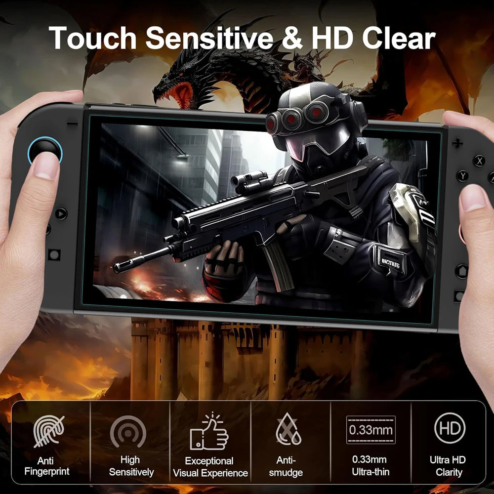 Tempered Glass Screen Protector for Nintendo Switch 2 — Includes Joystick Cap Accessories
