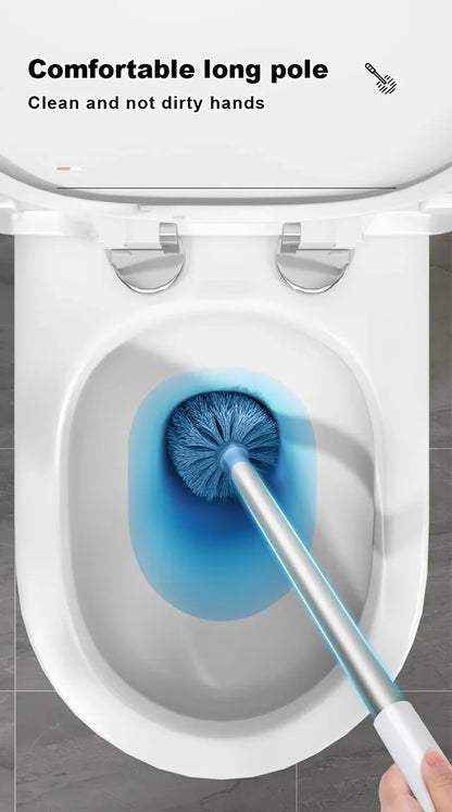 Wall-Mounted Toilet Brush Set – Long Handle Flexible Bathroom Cleaning Tool with Holder