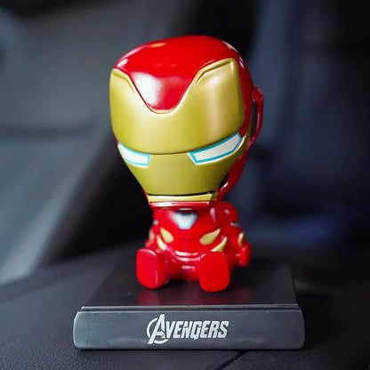 10cm Shaking Head Dolls – Spider-Man, Iron Man, Hulk & Deadpool Car Decorations & Mobile Phone Bracket Gifts