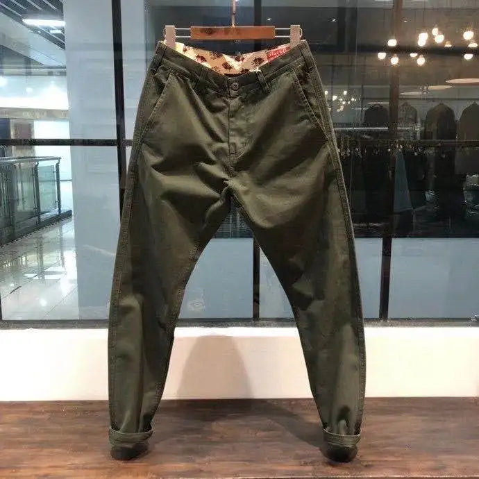 100% Cotton Heavyweight Men's Workwear Pants - Retro Slim Straight Casual Trousers