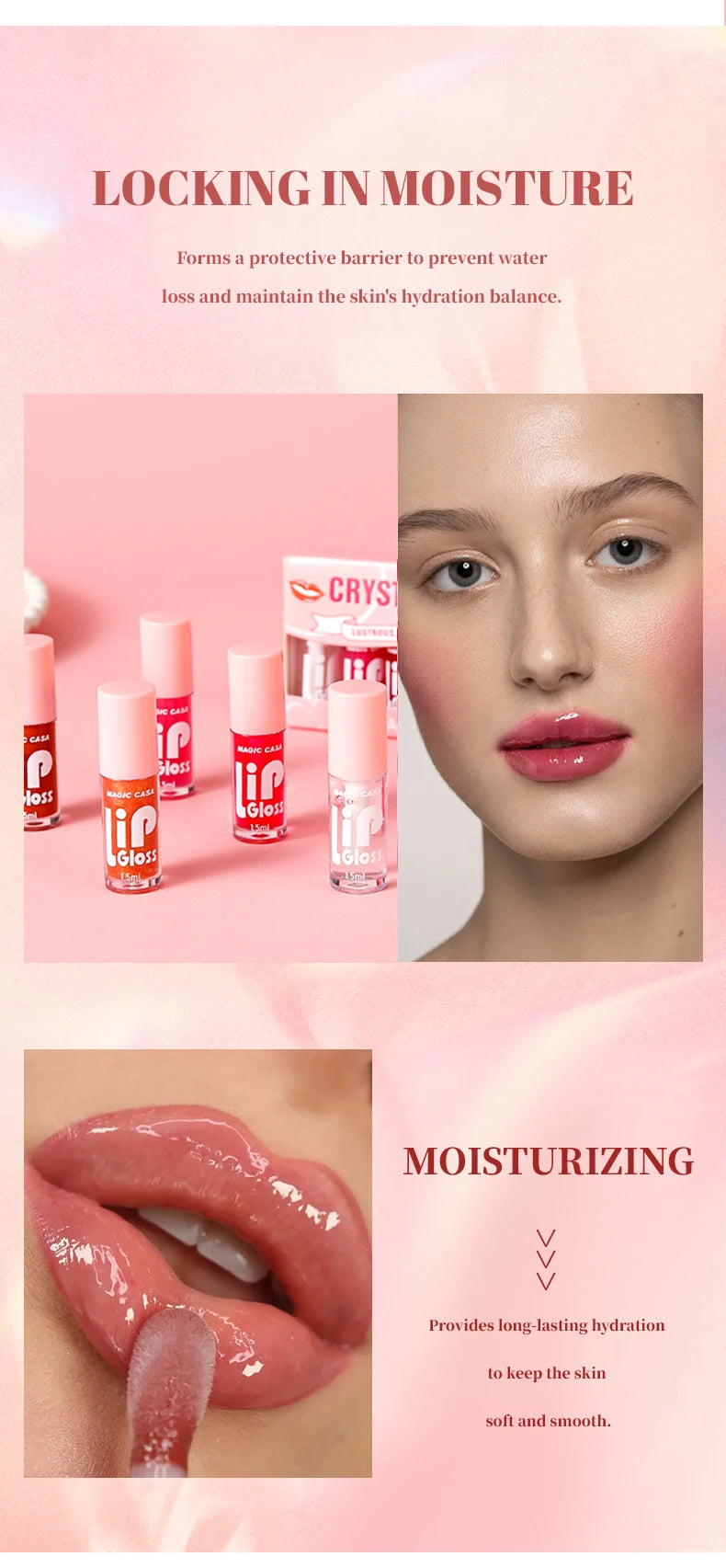 MAGIC CASA 6pcs Hydrating Jelly Lip Oil Set – Long-Lasting Moisturizing & Shimmering Liquid Lip Hydration