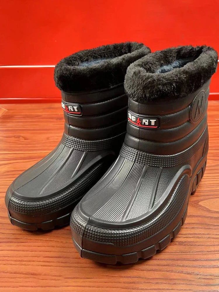 Men’s Winter Waterproof Snow Boots – Warm Cotton High-Top Work & Casual Boots with EVA Outsole