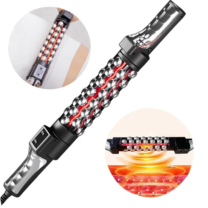 36W Red Light Heated Massage Device - 360° Rotating Roll Massager for Body & Anti-Cellulite Treatment
