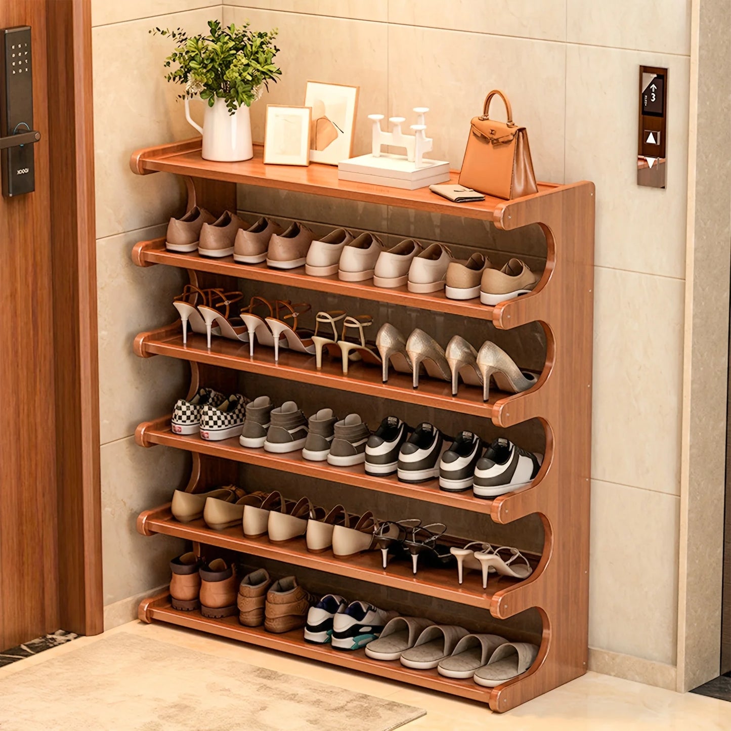 Bamboo Shoe Rack for 15–24 Pairs – Space-Saving, Easy Assembly Shoe Storage Organizer for Entryway & Living Room