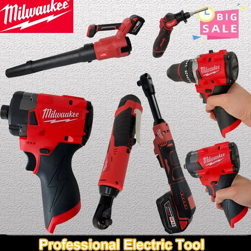 Milwaukee M18 18V Cordless Power Tools - Impact Wrench, Drill, Grinder & Blower