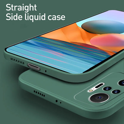 Square Liquid Silicone Phone Case for Xiaomi Redmi Note 10 Pro Max / 10S / 10T 5G Soft Shockproof Protective Cover