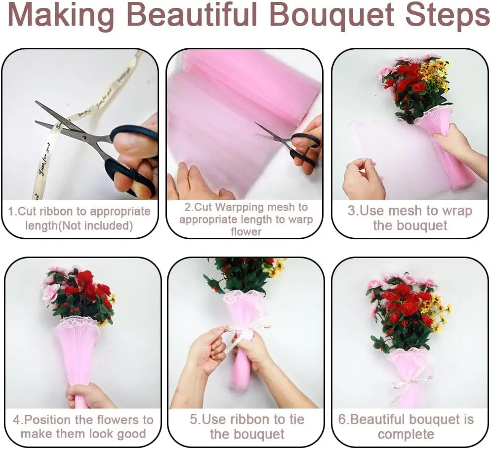 1 Roll Red Korean Flower Wrapping Mesh — Lace Fabric for Bouquets, Floral Packaging & DIY Flower Crafts