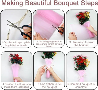 1 Roll Red Korean Flower Wrapping Mesh — Lace Fabric for Bouquets, Floral Packaging & DIY Flower Crafts