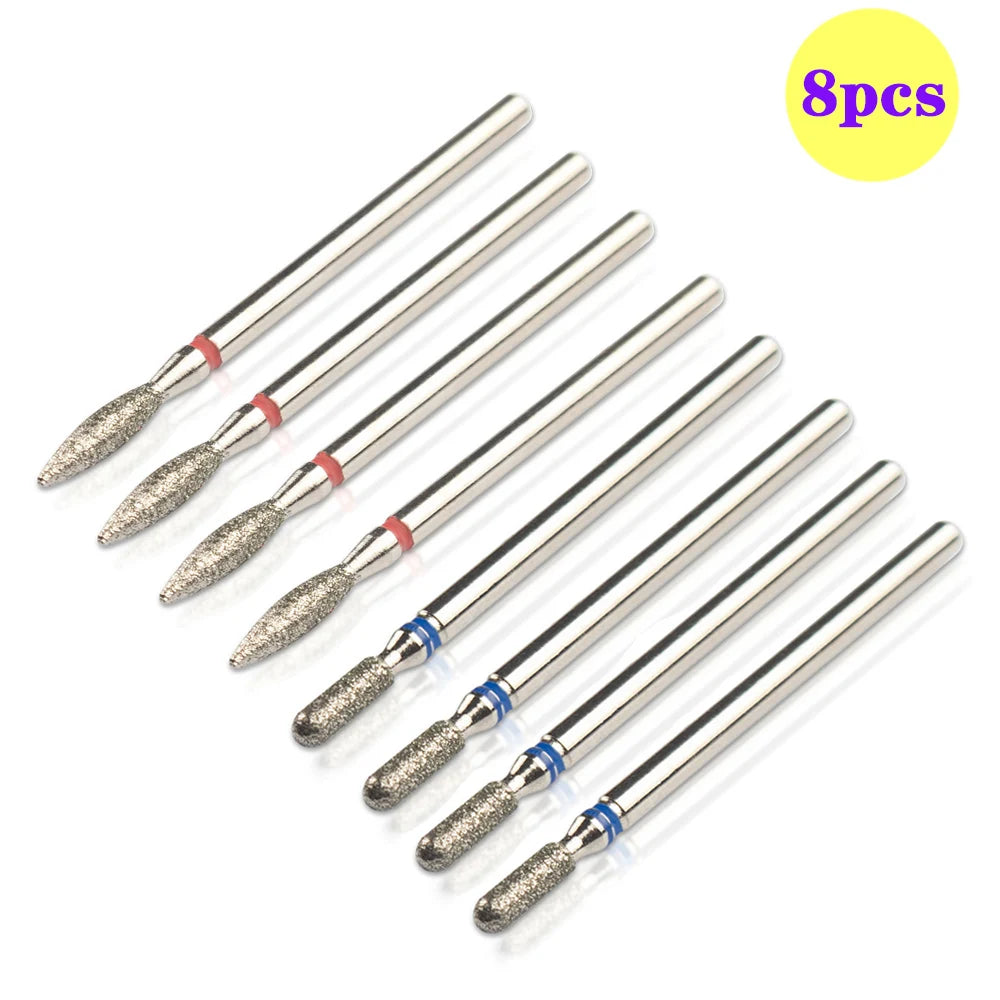8pcs Diamond Nail Drill Bit Set - Rotary Electric Milling Cutters for Pedicure, Manicure, Cuticle Burr & Nail Tools Accessories