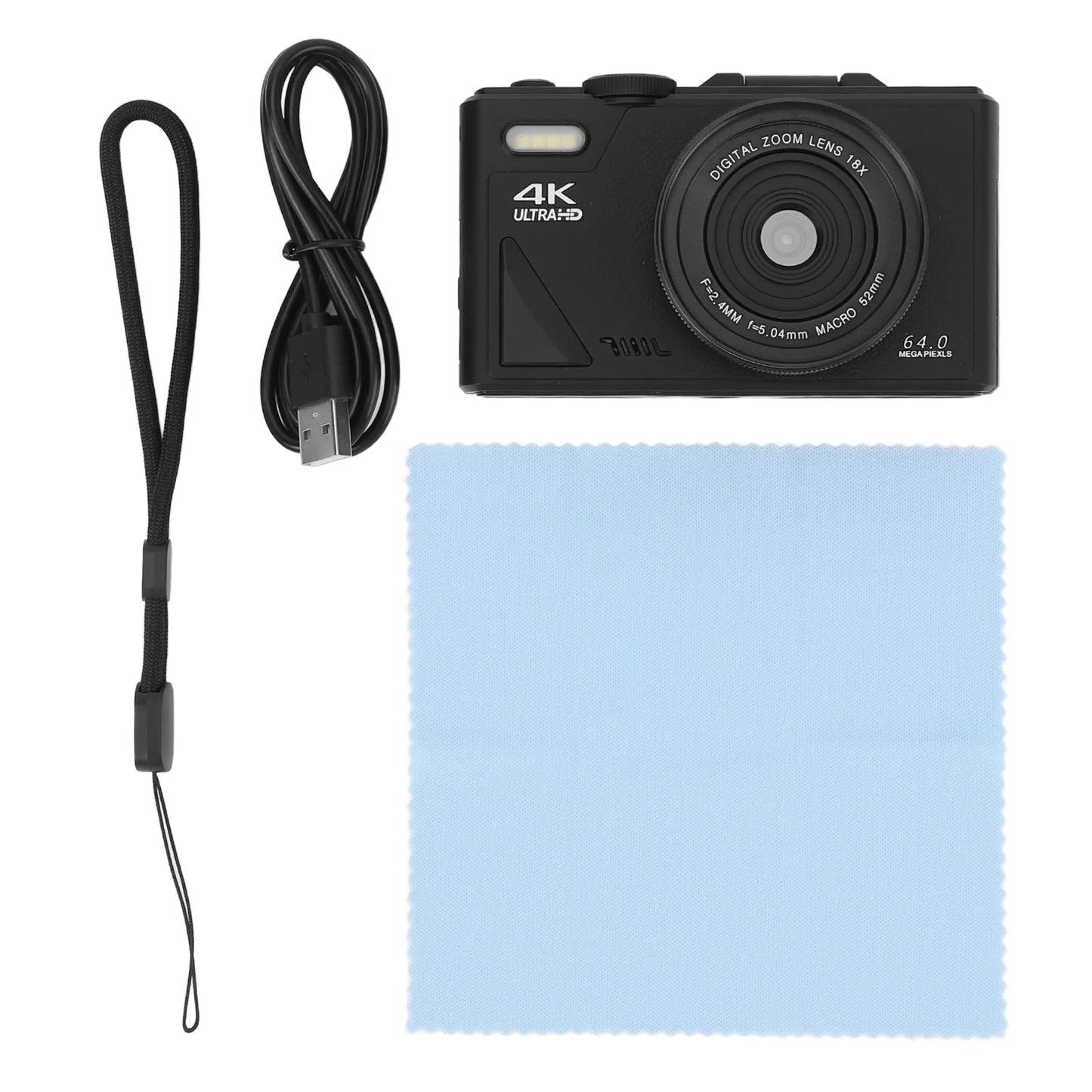 Retro 64MP Digital Camera – Stabilization Video, Pause Function, 3-Inch IPS Screen for Vlogging & Beginners