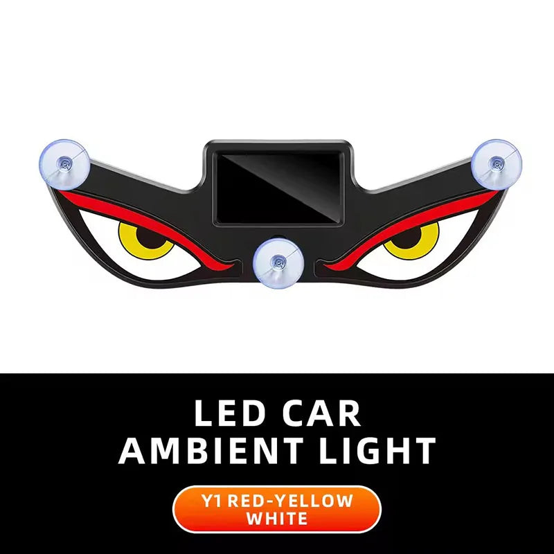 Solar Powered Car Demon Eye Light - Wireless LED Ambient Light with USB Rechargeable Design